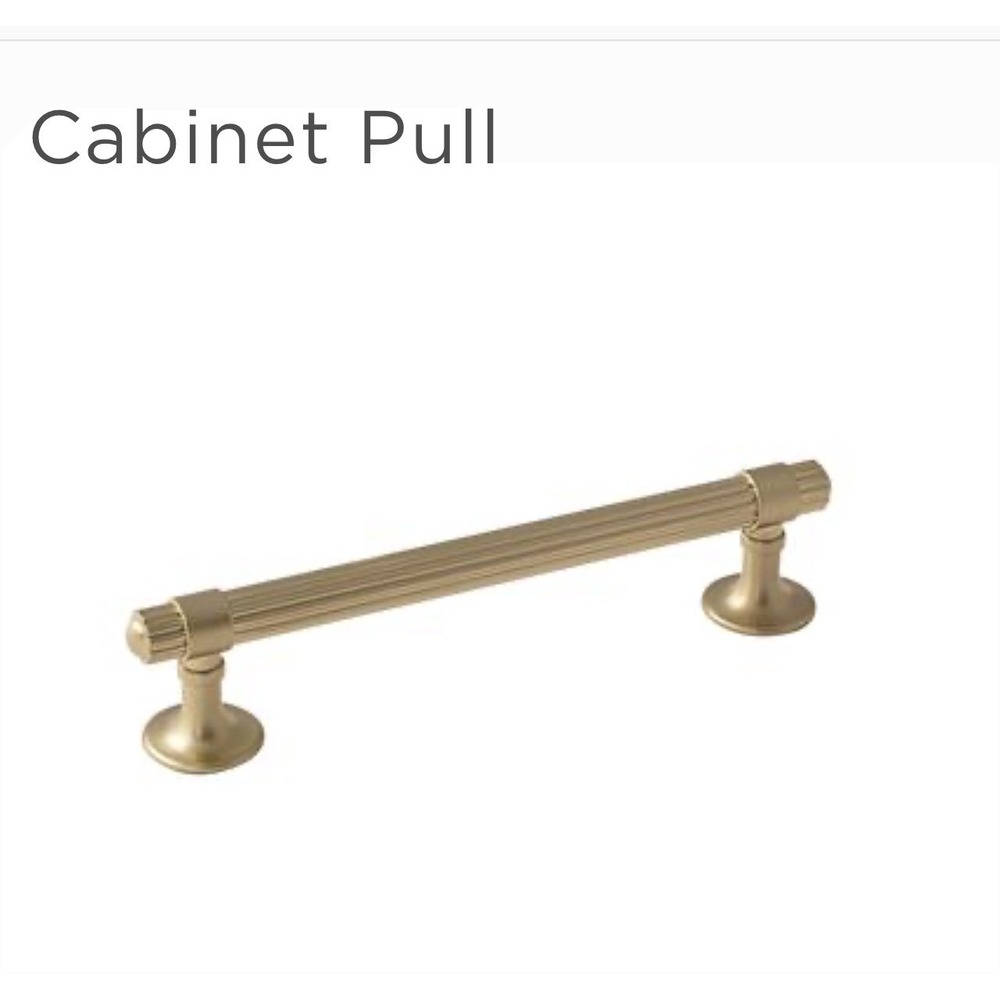 New Golden Champagne Ribbed Bar Door or Drawer Pull Handles 5&1/16" Set of Four